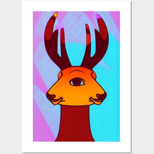 Funky Rain deer Posters and Art